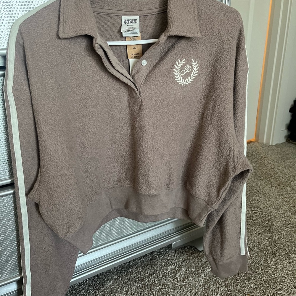 PINK Victoria’s Secret fleece crop sweatshirt - Picture 3 of 7